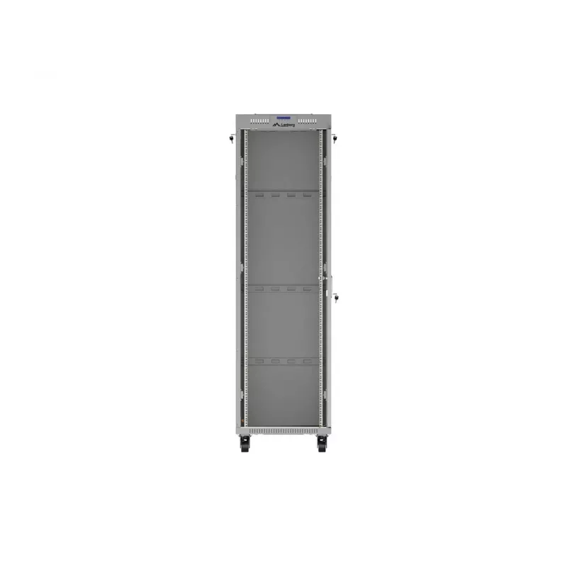 LANBERG 19 inch 42U Grindinis Stovo Rack Spintelė 600x1000 mm Pilka Su Grūdinto Stiklo Durimis ir LCD Ekranu (Plokščia Pakuotė)