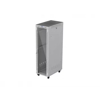 LANBERG 19 inch 42U Grindinis Stovo Rack Spintelė 600x1000 mm Pilka Su Grūdinto Stiklo Durimis ir LCD Ekranu (Plokščia Pakuotė)