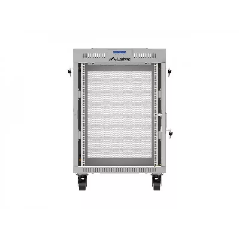 Lanberg 19 colių 15U 600x800 pilkas ant grindų statomas spintos stovas su perforuotomis durimis ir LCD (plokščias paketas)