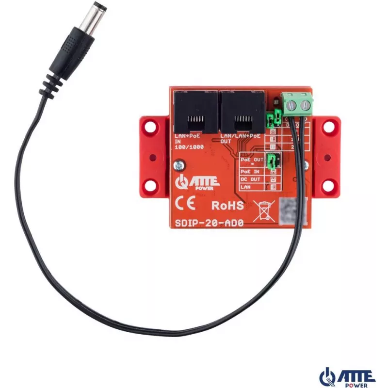 ATTE SDIP-20-AD0 PoE Step-Down Adapter 20W 12V DIN Rail