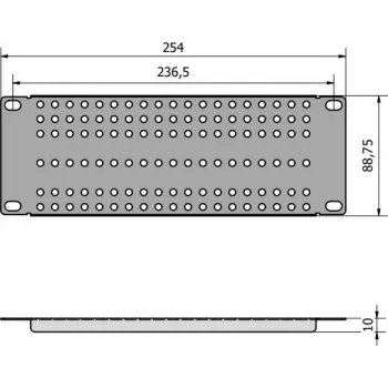 ATTE ADD-RACK10-2U1 10-Inch 2U Rackmontavimo adapteris su tiesiomis skylutėmis, juodas