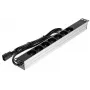 DELTA PD-7/RACK/IEC 19-Inch 1U Basic PDU su 7 Schuko lizdais, IEC C14 įvadu, 2m laidu, 16A, juoda