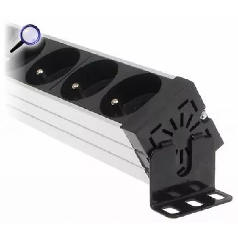 DELTA PD-7K/RACK 7-Outlet Schuko Power Strip 1U Rack Mount 230V 10A 2300W 3m Cable Black