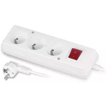 JONEX ilginimo laidas su trigubu lizdu ir jungikliu 3x2P+Z 10A 5m baltas