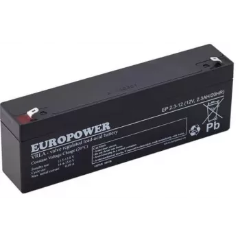 EUROPOWER EP 2.3-12 AGM akumuliatorius 12V 2,3Ah 6-9 metų eksploatacijos trukmė
