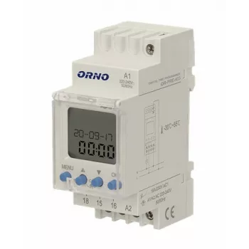 ORNO OR-PRE-433 elektroninis savaitinis laikmatis, DIN bėgelis, 16A/3680W, 16 programų, 230V