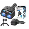 MBG Line HC69PD 3 krypčių automobilinis kištukas su 2x USB-C PD 30W ir 2x USB-A QC 3.0, LED įtampos indikatoriumi, 180W