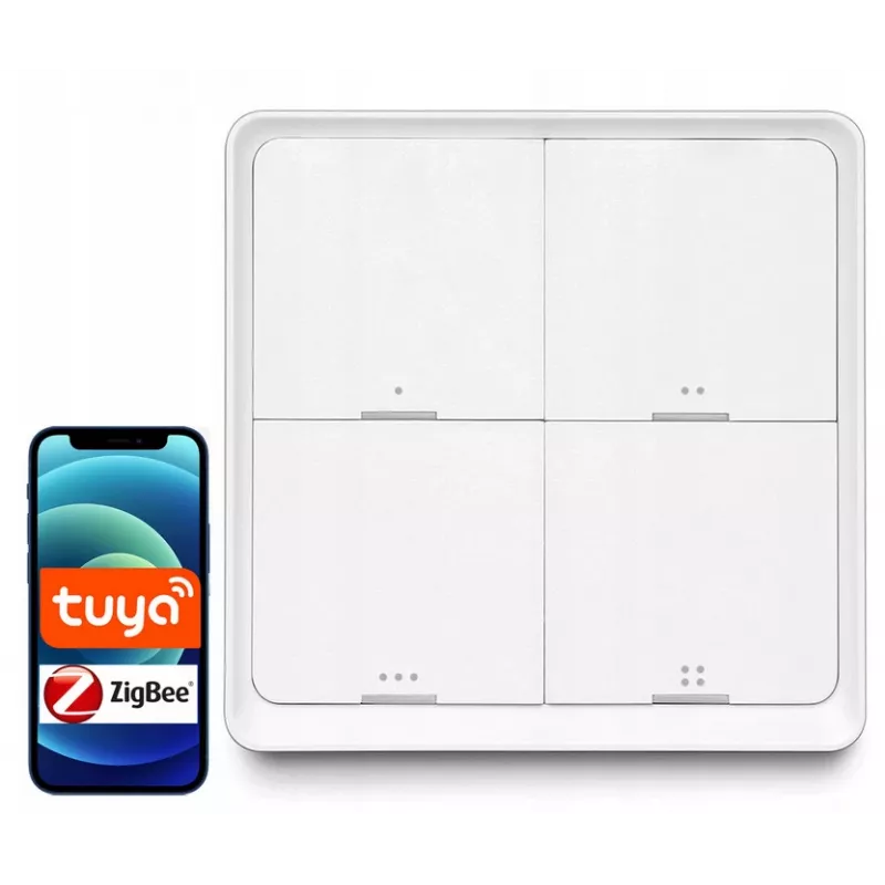 LUXURY-GOODS SC04 ZigBee TUYA Smart Scene Switch – 4 mygtukai, 12 scenų, balta