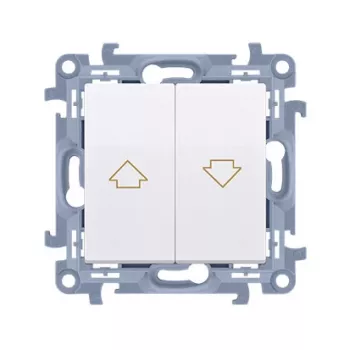 KONTAKT SIMON 10 modulio balta žaliuzių valdymo mygtuko rodyklė su varžtiniais gnybtais 10A 250V