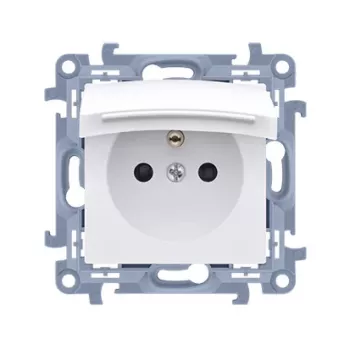 KONTAKT SIMON 10 Vienvietis Įžemintas Sieninis Kištukinis Lizdas Baltas IP44 Gnybtai 16A 250V