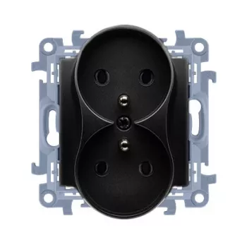 KONTAKT SIMON 10 Modulinis Dvigubas Kištukinis Lizdas 2x Z/U Sraigtiniai Gnybtai 16A 250V Matinė Juoda