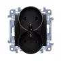 KONTAKT SIMON 10 Modulinis Dvigubas Kištukinis Lizdas 2x Z/U Sraigtiniai Gnybtai 16A 250V Matinė Juoda