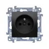 KONTAKT SIMON 10 modulių juodas matinis lizdas 1x Z/U su užuolaidėlėmis ir greitaisiais jungtimis 16A 250V