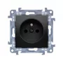 KONTAKT SIMON 10 modulių juodas matinis lizdas 1x Z/U su užuolaidėlėmis ir greitaisiais jungtimis 16A 250V