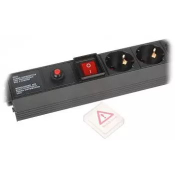 DELTA L19/7F Įžeminimo apsaugos ilgintuvas su 7 Schuko lizdais, 1,5 m laidu, juodas