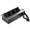 DELTA FPS-3S/CABLE baldų kištukinis lizdas su 3 lizdais, 1,5 m laidu, juodas
