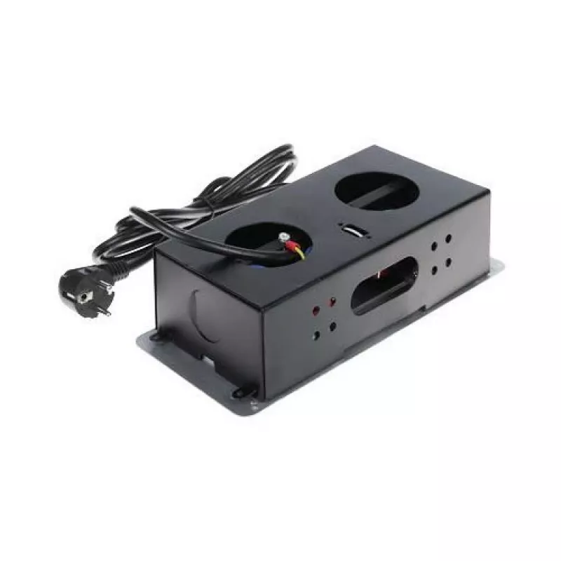 DELTA FPS-3S/CABLE baldų kištukinis lizdas su 3 lizdais, 1,5 m laidu, juodas
