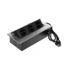 DELTA FPS-3S/CABLE baldų kištukinis lizdas su 3 lizdais, 1,5 m laidu, juodas