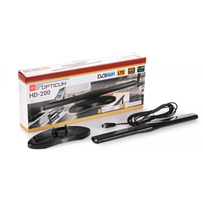 OPTICUM ANT0136 HD-200 Vidinė DVB-T2 aktyvi antena juoda