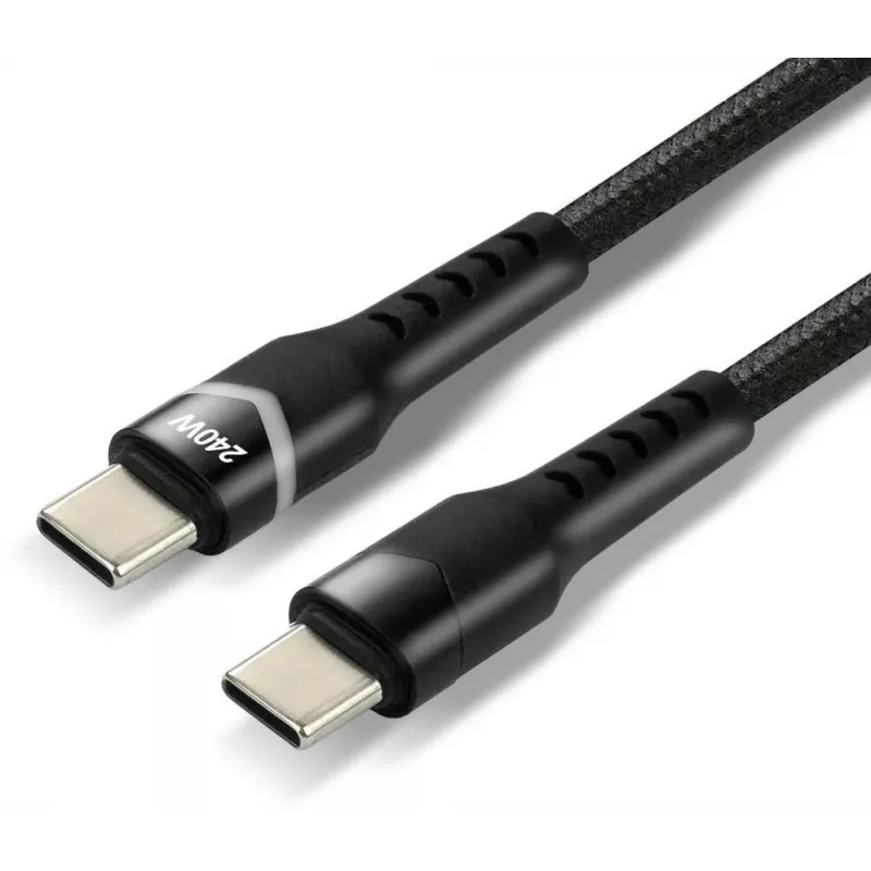EVERACTIVE USB-C to USB-C laidas 2m 240W RGB LED Juodas CBB-2PDRS