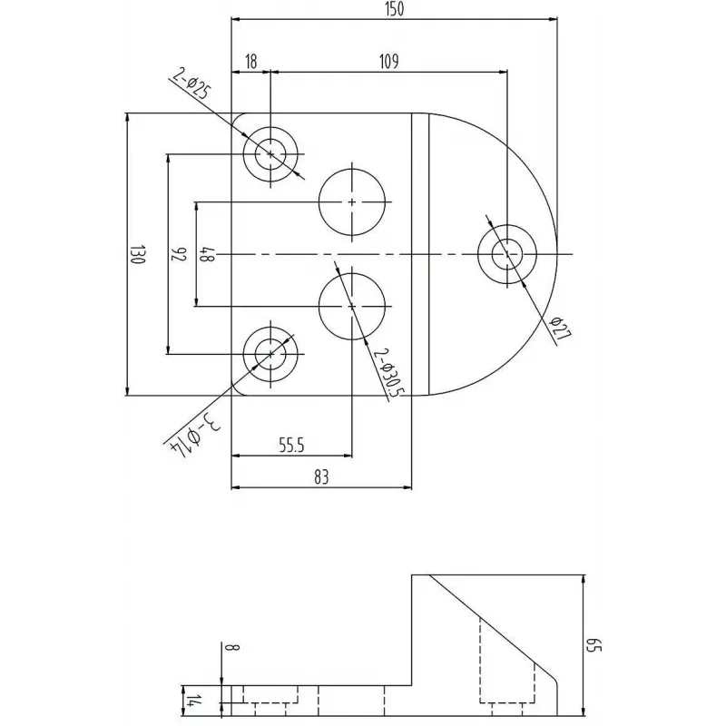 PSG 61.191 Sraigtinis vartų stabdiklis (130x150/H65) su gumine danga
