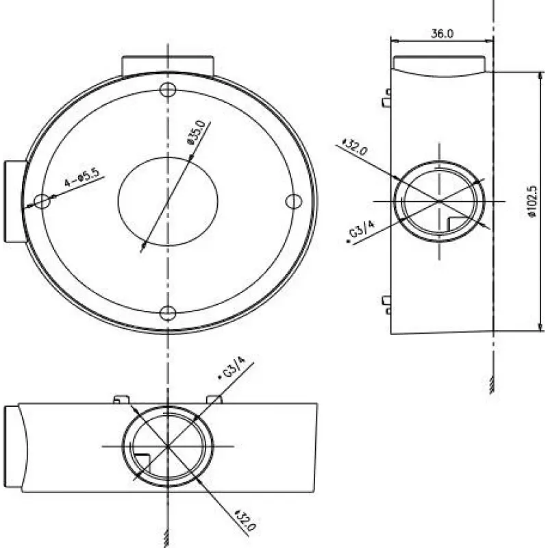 MITON MT-P1260 Paviršinio montavimo jungiamoji dėžutė 120x60x50mm IP65 šviesiai pilka