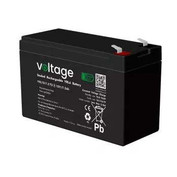 VOLTAGE AGM baterija 12V 7.2Ah VEL12-7.2 T2 Ilgaamžė 15 metų