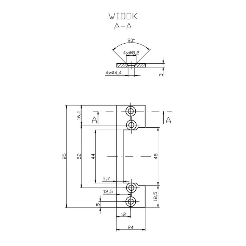 HARTTE OK-P1 Trumpa tvirtinimo juosta, S, 3 mm, STC, atvira