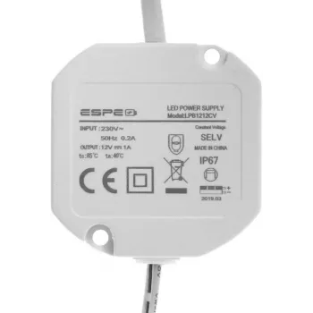 ESPE LP-1212-211 12V 1A 12W IP67 Maitinimo blokas 5.5/2.1mm