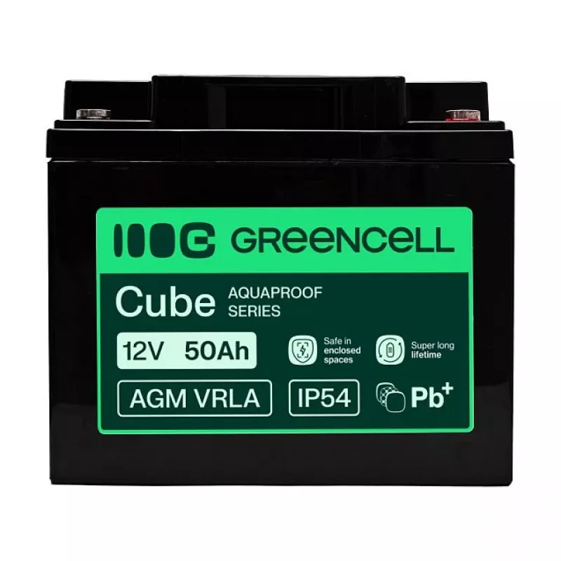 GREEN CELL AGM VRLA 12V 50Ah Priežiūros Nereikalaujantis Akumuliatorius UPS Sistemoms, 197x166x170mm