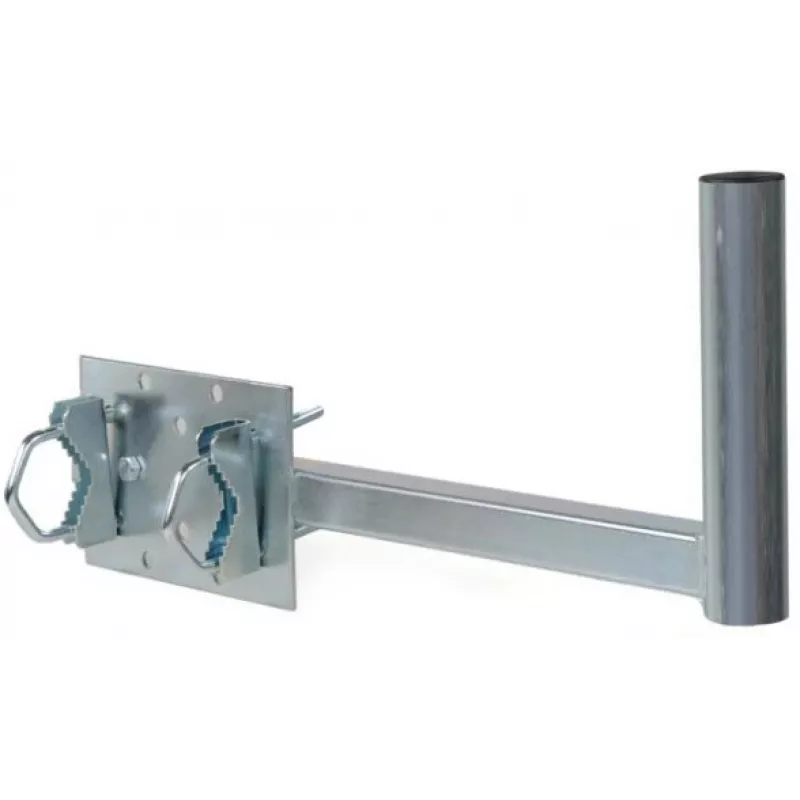 CORAB UBU-38/450-H Universalus balkono laikiklis palydovinėms, antžeminėms ir LTE antenoms, 38 mm stiebo skersmuo, 450 mm atstumas, karštai cinkuotas plienas, metalo pilka