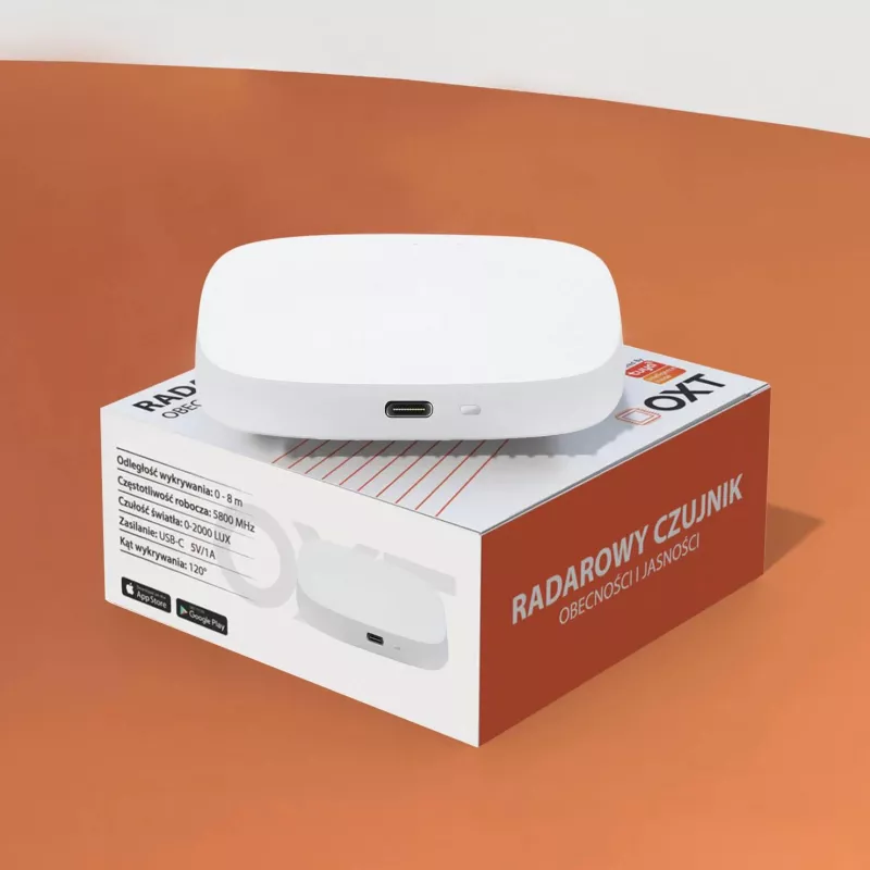 OXT T155 24GHz milimetrinių bangų radaro buvimo jutiklis su šviesos jutikliu, USB WiFi Tuya Smart