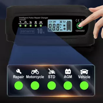 ZENWIRE JMD-10 išmanusis automobilio akumuliatoriaus įkroviklis 12V 24V 10A su atkūrimo funkcija