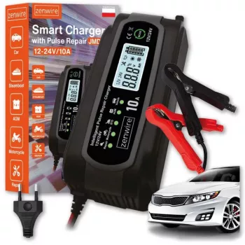 ZENWIRE JMD-10 išmanusis automobilio akumuliatoriaus įkroviklis 12V 24V 10A su atkūrimo funkcija