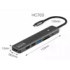 ZENWIRE BS-HC703 USB-C 7-in-1 Hub Adapter su HDMI 4K, USB 3.0, SD kortelių skaitytuvu, Power Delivery 100W, kosminė pilka