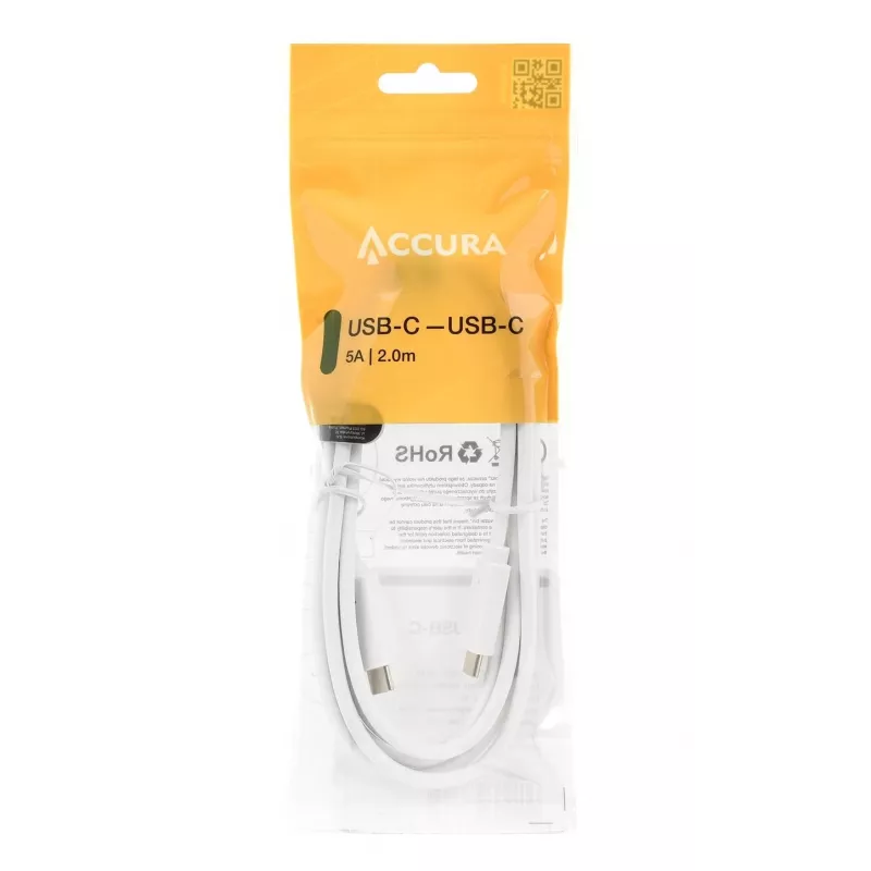 Accura USB-C į USB-C laidas 2,0 m 100 W baltas