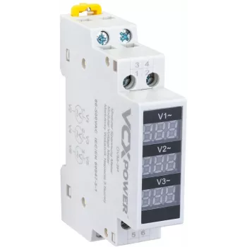 VCX DVM 3 fazių modulinis įtampos indikatorius 80-500V AC DIN bėgiui