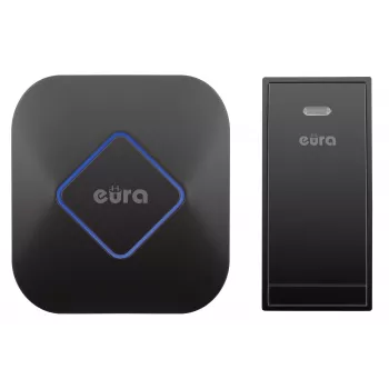 EURA WDP-83H2 JAZZ belaidis durų skambutis su baterijų nereikalaujančiu mygtuku, juodas
