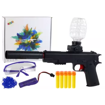 LEAN TOYS elektrinis vandens šautuvas su strėlėmis ir apsauginiais akiniais, juodas