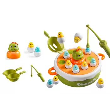 LEAN TOYS Game Dinosaur Fishing Rods Accessories Wooden Green