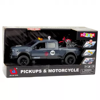 LEAN TOYS Pickup Truck With Engine Lights Sounds Gray 1:12