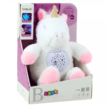 LEAN TOYS Plush Unicorn Sleeping Cuddly Toy Projector Sound