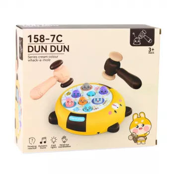 LEAN TOYS Whack-A-Mole Skill Game Two Hammers Kitten Yellow Brown