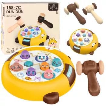 LEAN TOYS Whack-A-Mole Skill Game Two Hammers Kitten Yellow Brown