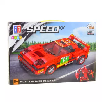 LEAN TOYS Construction Blocks Car Robot 2in1 Red Drive 329 pcs.