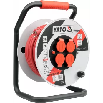 Yato YT-8106 ilginimo laidas 30 m 4 kištukiniai lizdai vidaus/lauko juoda/raudona/balta