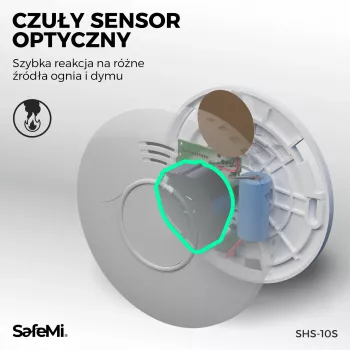 SAFEMI SHS-10W WiFi dūmų detektorius – fotoelektrinis, 85 dB, Tuya Smart, 2 metų baterija, EN14604