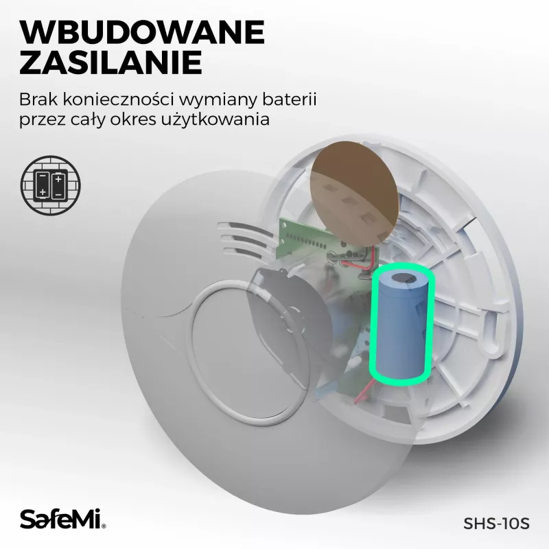 SAFEMI SHS-10W WiFi dūmų detektorius – fotoelektrinis, 85 dB, Tuya Smart, 2 metų baterija, EN14604