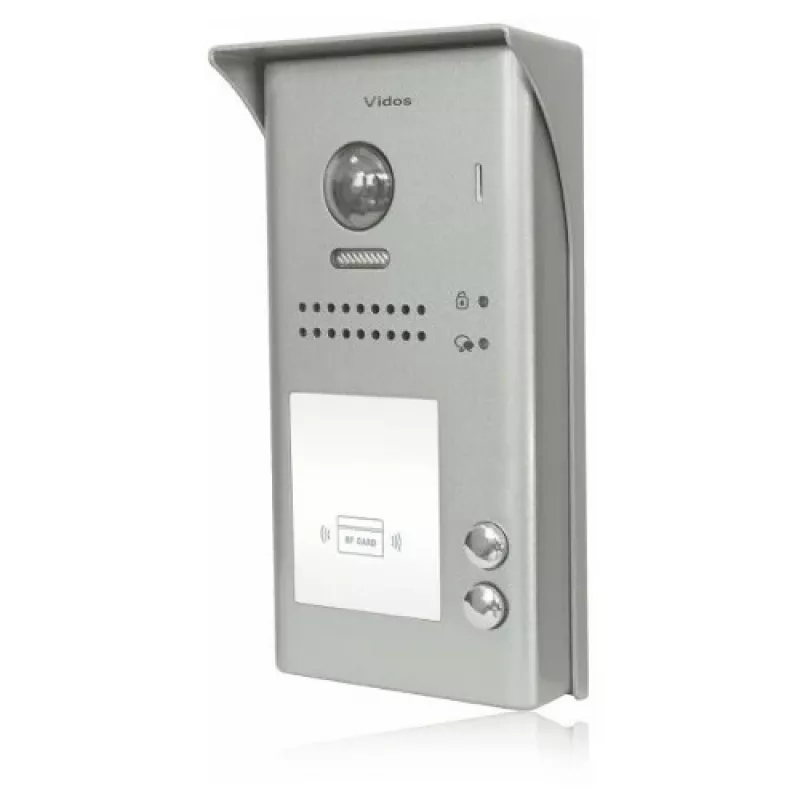 VIDOS DUO S1102A 2-jų šeimų vaizdo domofono stotelė, nerūdijantis plienas, Full HD, 2 laidai, juoda