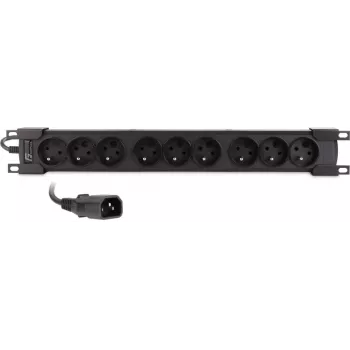Getfort GF-9R30/IEC 1U 19 colių stovo PDU su 9x IEC C13 lizdais, 16A, 3m kabeliu, juoda